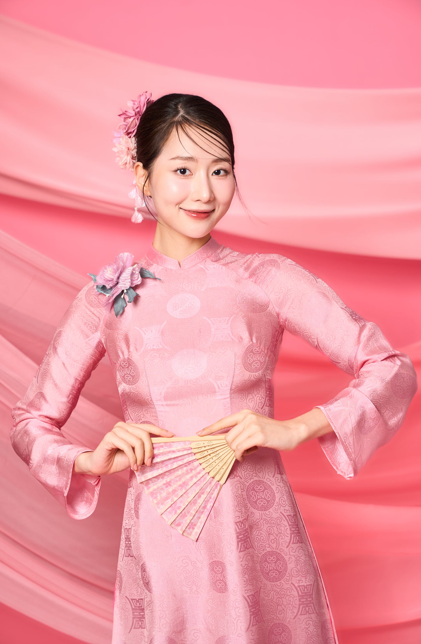 Pink silk Ao Dai