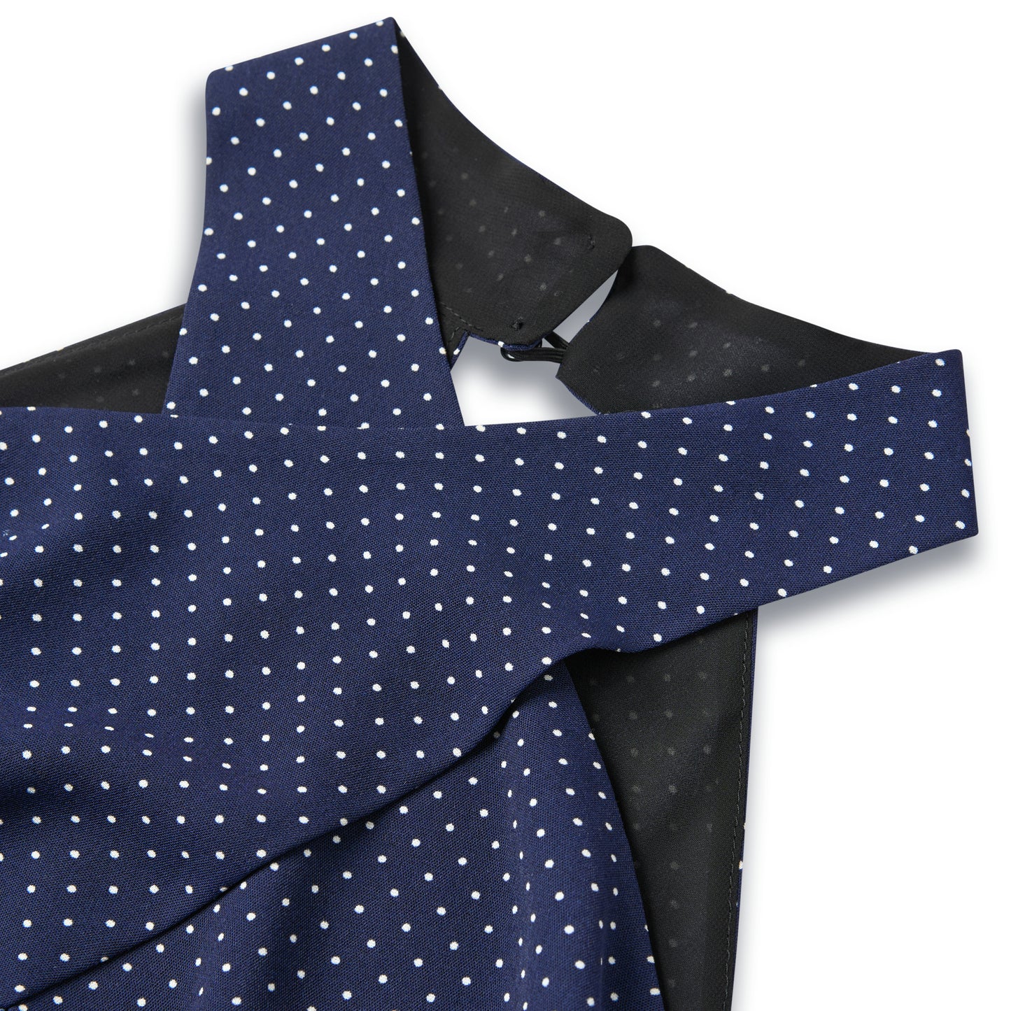 Váy đuôi cá cổ chéo chấm bi xanh navy Lily dress