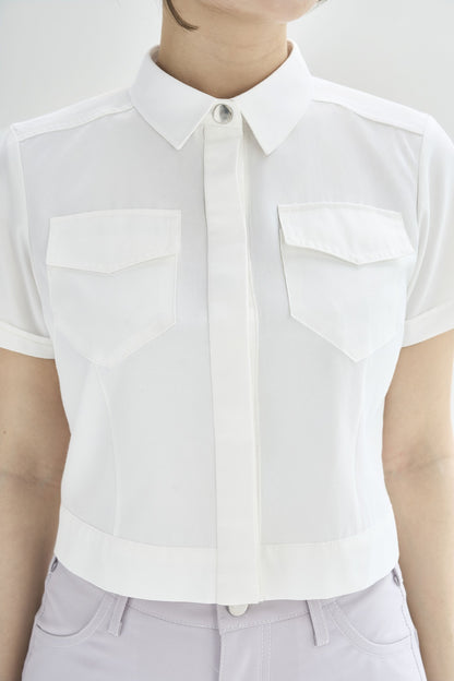 White Cropped Shirt