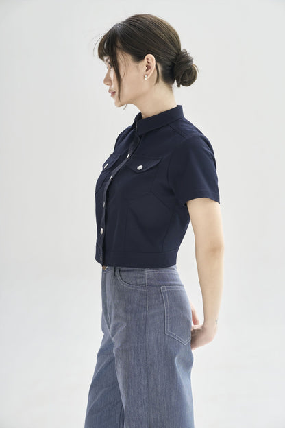 Navy Cropped Shirt