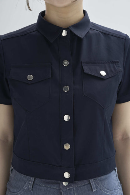Navy Cropped Shirt