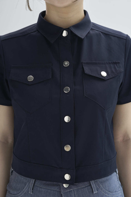 Navy Cropped Shirt