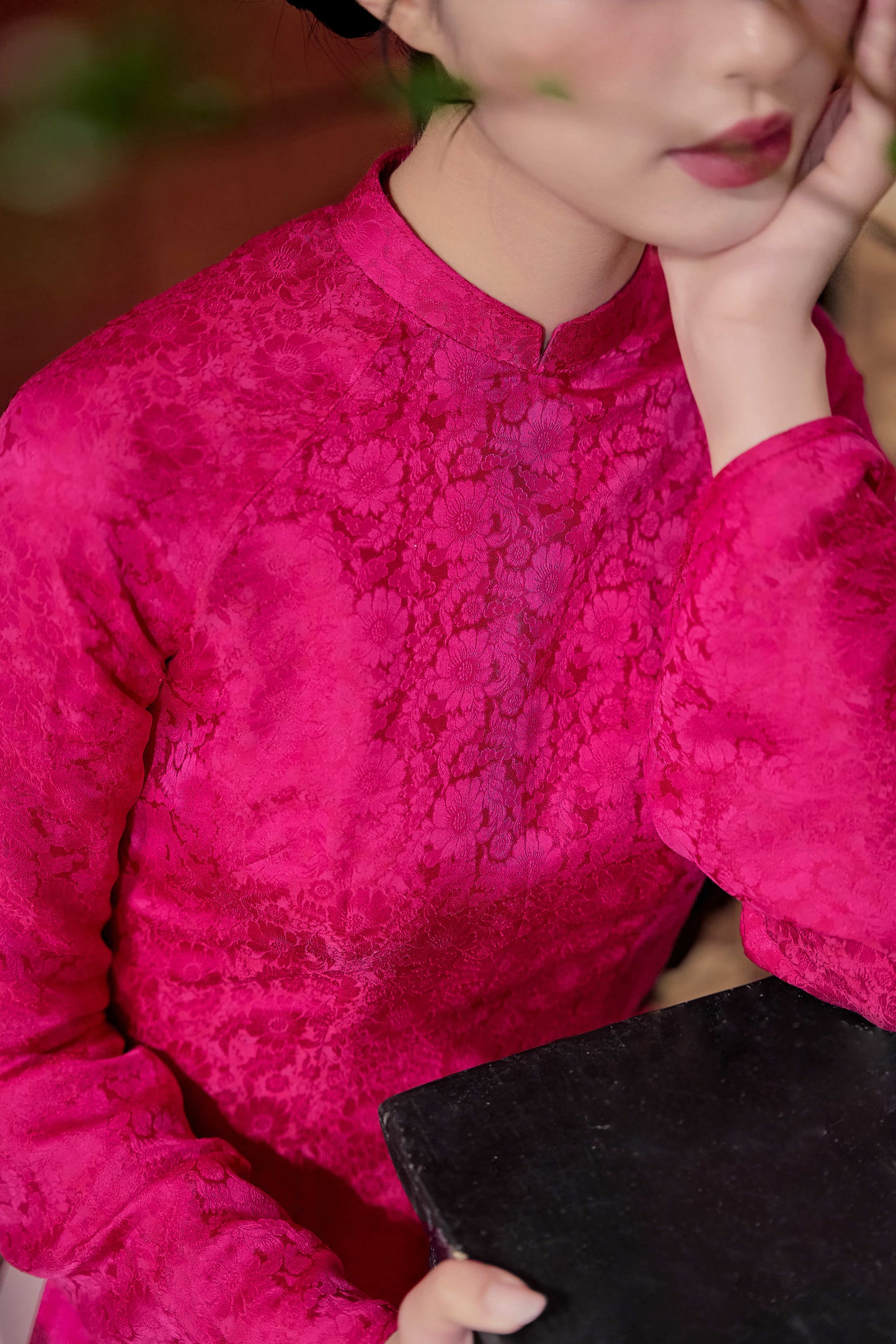 Red Ao Dai, close mateirial